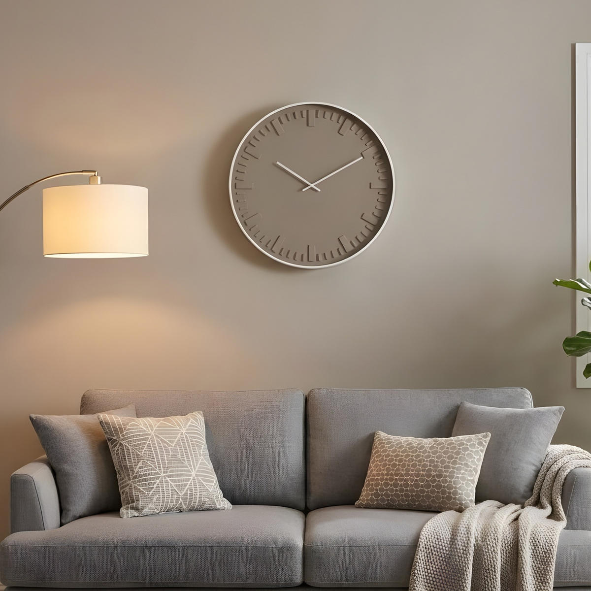 WANDUHR mit weißem Rahmen 40/40/4,5 cm - Grau, Kunststoff (40/4.5/40cm) - Home Styling Collection
