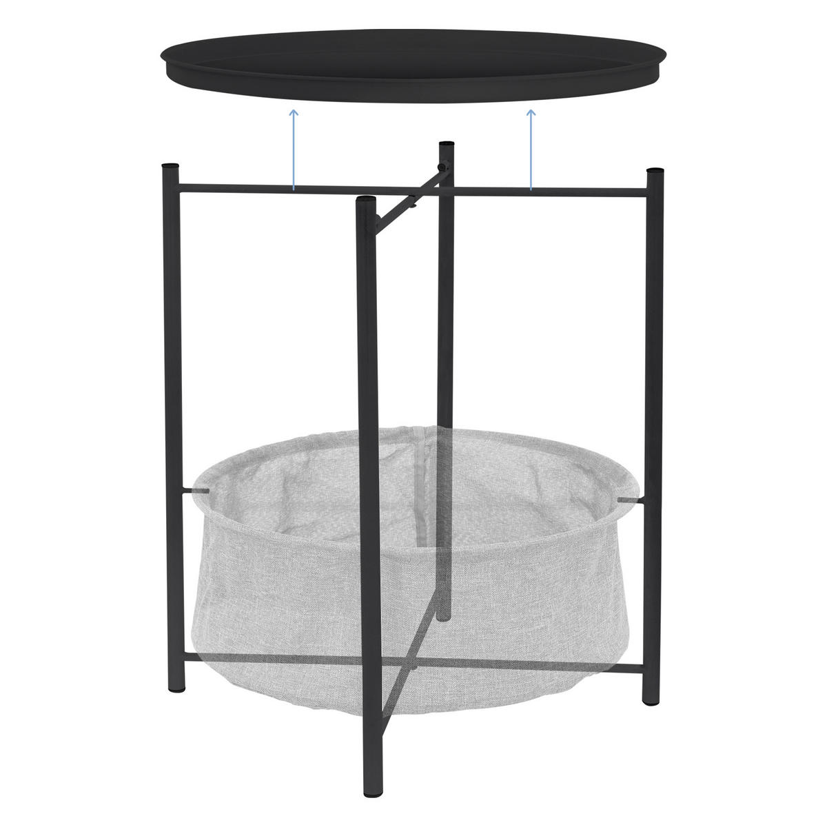 BEISTELLTISCH rund Anthrazit Ø 46/51 cm - Anthrazit, Metall (46/46/51cm) - ML-DESIGN