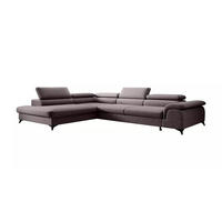 ECKSOFA PLAZA L Links mit Schlaffunktion 125x195 Velours Dunkelgrau - Dunkelgrau/Schwarz, Holz/Kunststoff (205/275cm) - Muffo