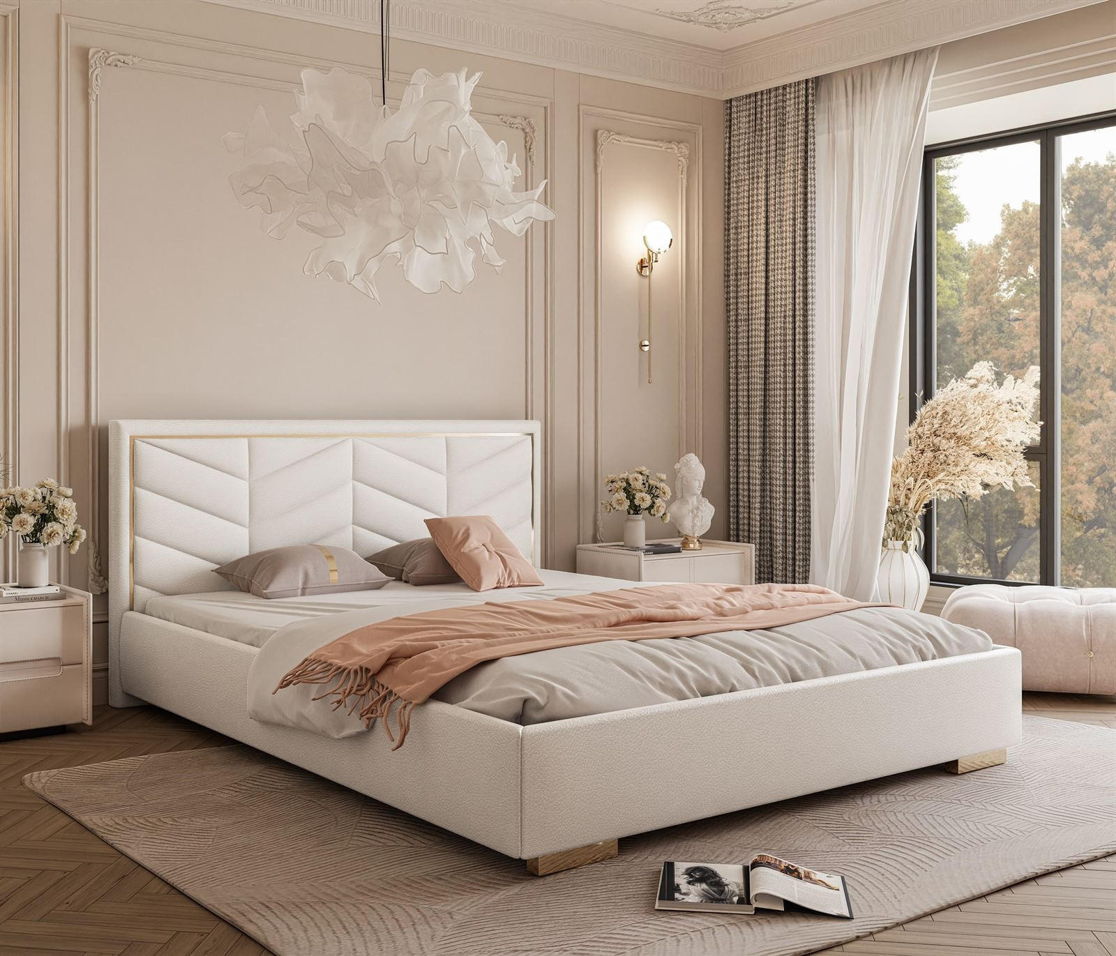 POLSTERBETT AURORA 120x200 mit Bettkasten Madryt 920 - Weiß, Textil (120/200cm) - Lookway