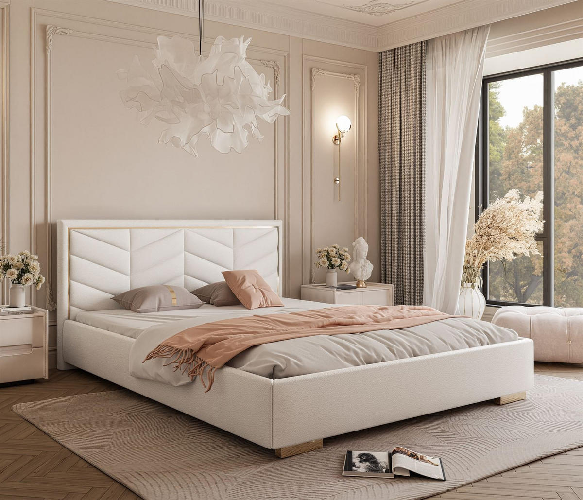 POLSTERBETT AURORA 120x200 mit Bettkasten Madryt 920 - Weiß, Textil (120/200cm) - Lookway
