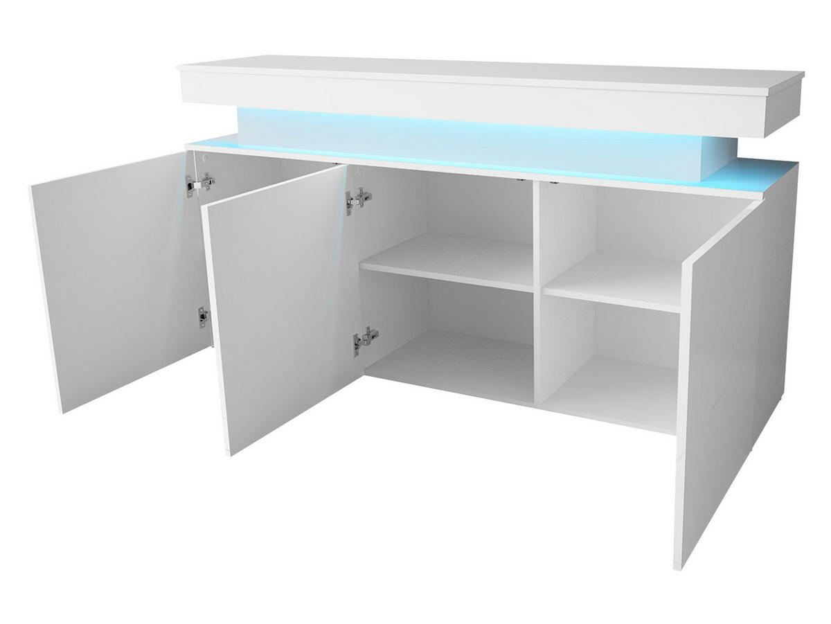 KOMMODE Glossa 3D 160 - Schwarz, Holzwerkstoff/Kunststoff (160/83/39cm) - MIRJAN24