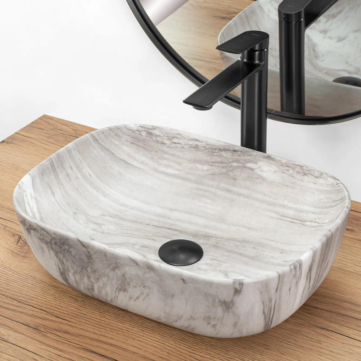 AUFSATZWASCHBECKEN Rea Belinda Ash - Weiß, Keramik (33/13.5/46.5cm) - REA