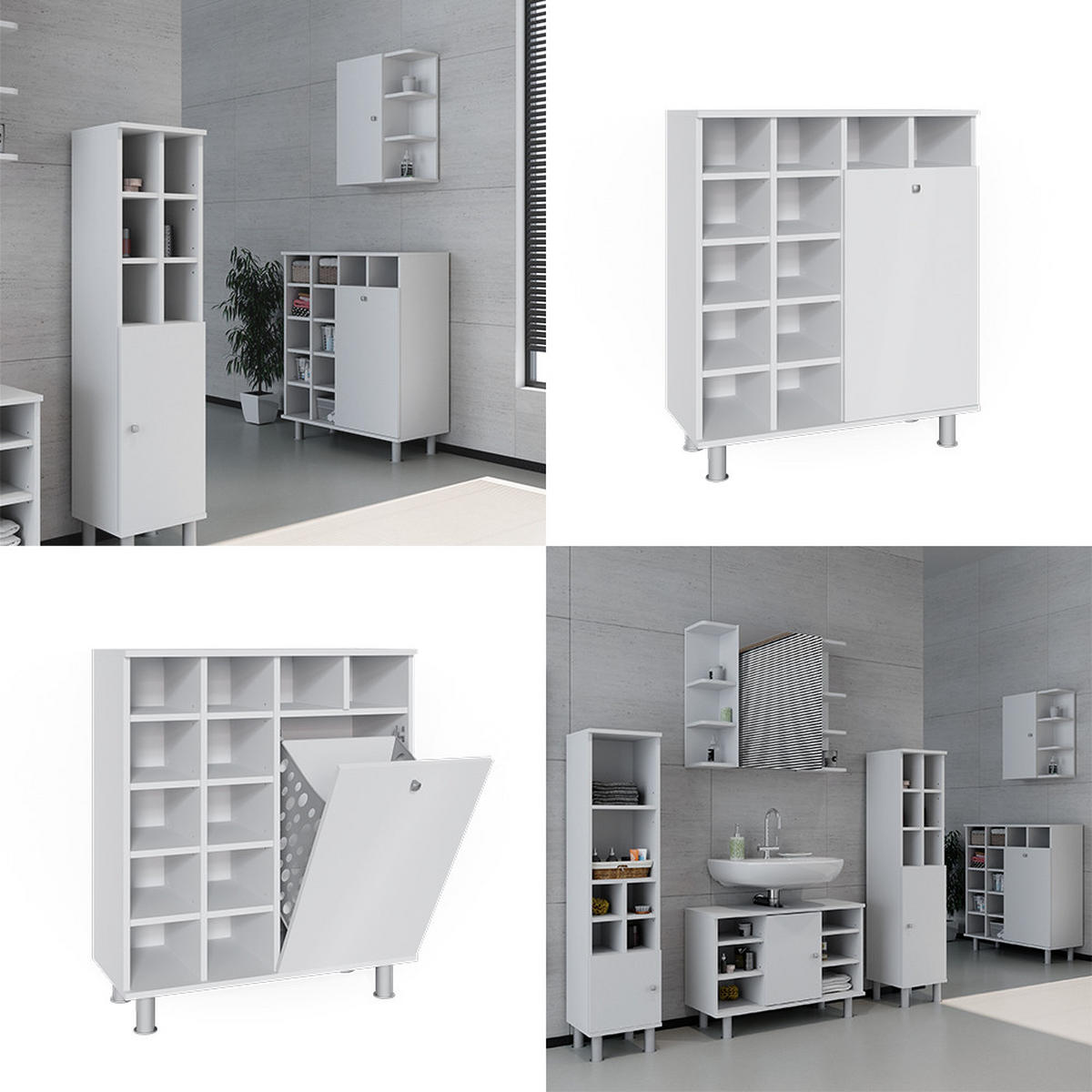 BADSCHRANK Fynn Weiß 78.4 x 91.6 cm - Weiß, Holzwerkstoff (78.4/91.6/34cm) - Vicco