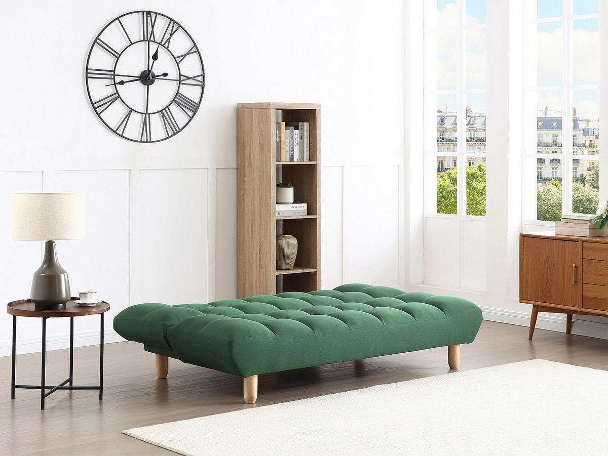 3-SITZER Schlafsofa Klappsofa - Stoff - Grün - ESTEBAN - Grün, Textil (182/87/97cm) - Vente-Unique