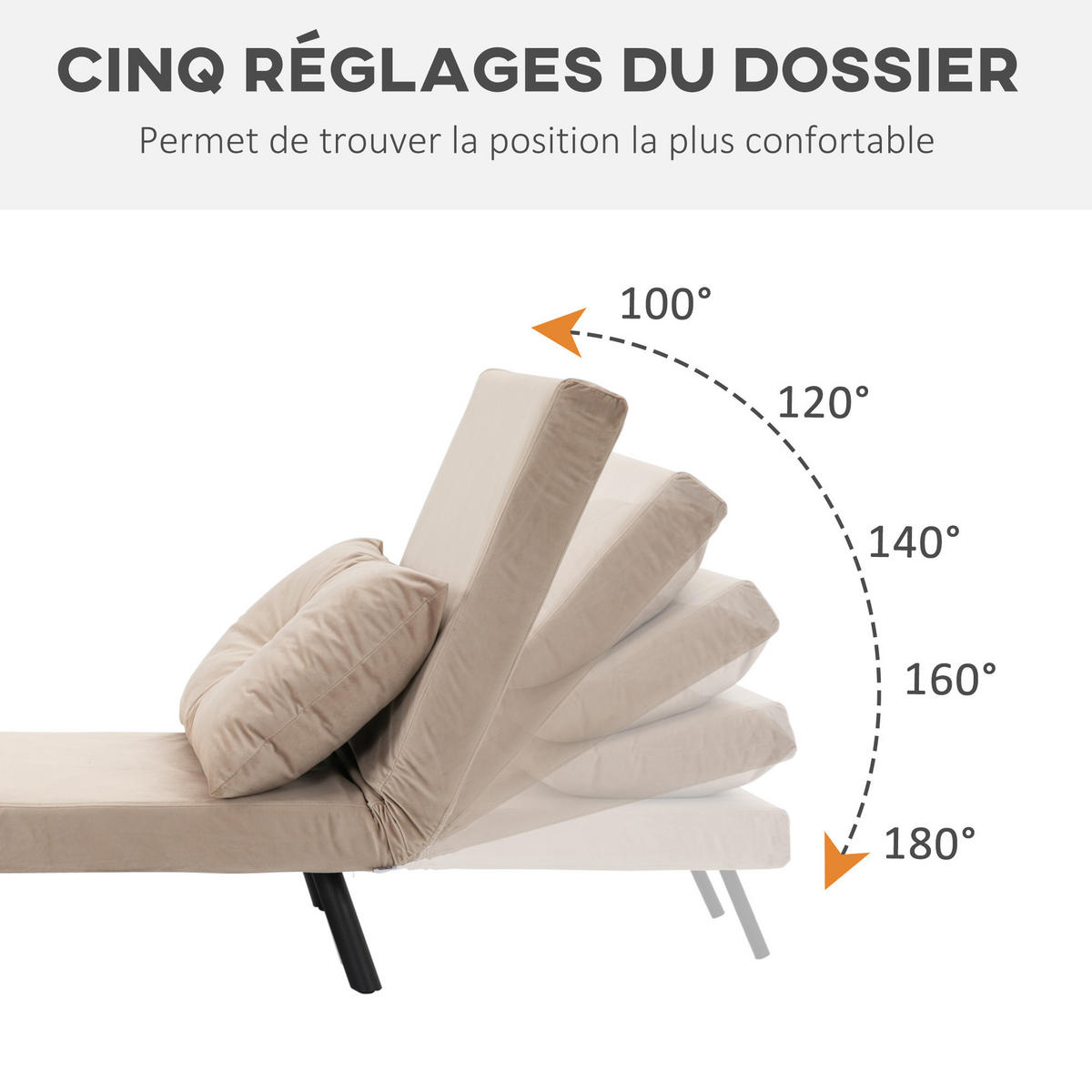 SCHLAFSESSEL 3-in-1 DE-14560 5-fach verstellbar, mit Holzarmlehnen Beige - Beige, Textil (73/81/63cm) - ComfortXL