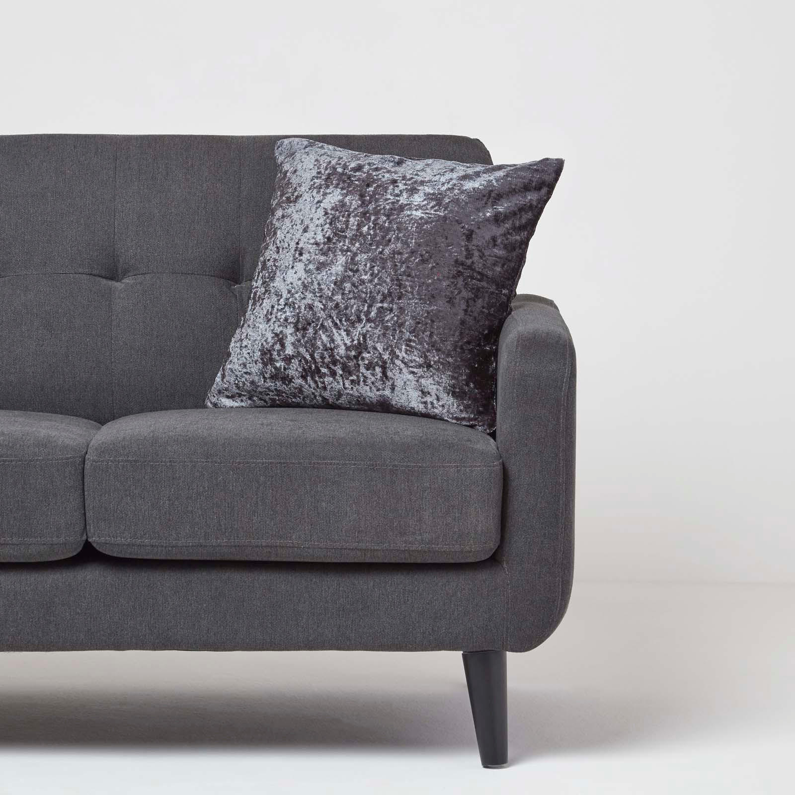 KISSENHÜLLE Pannesamt dunkelgrau 45/45 cm - Dunkelgrau, Textil (45/45cm) - Homescapes