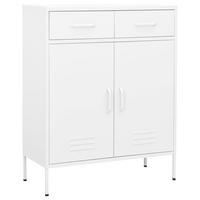 SIDEBOARD mit 2 Schubladen und verstellbarem Einlegeboden, 80/35/101,5 cm, aus Stahl, in Weiß - Weiß, Metall (80/101.5/35cm) - vidaXL