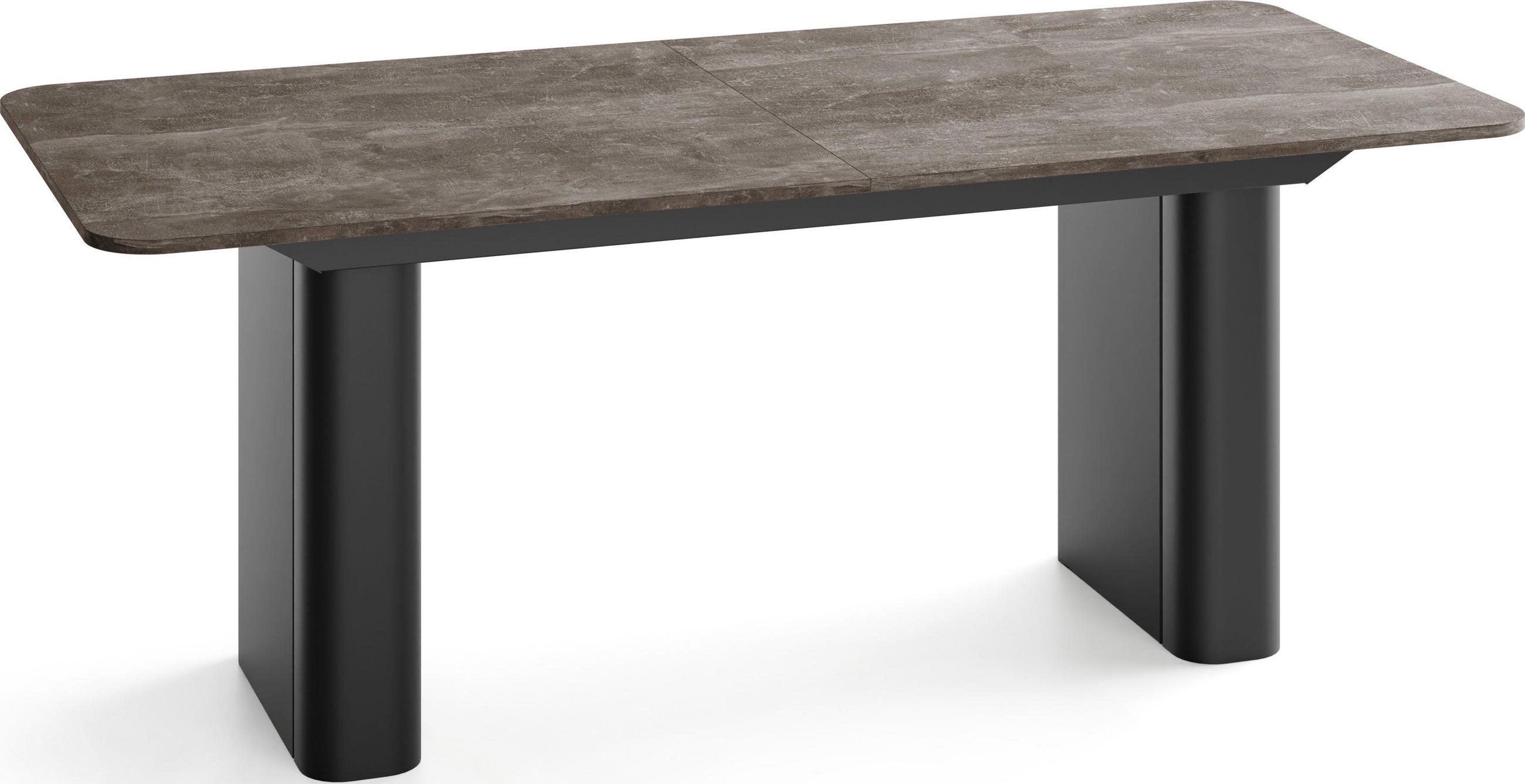 ESSTISCH Riven rechteckig ausziehbar verlängerbar mit Butterfly-Auszug, Beton Dunkelgrau 200-296/90/76 cm - Dunkelgrau/Schwarz, Holzwerkstoff/Metall (90/296/76cm) - WFL GROUP