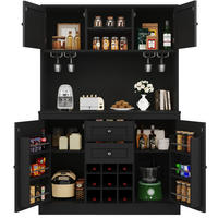 KUHINJSKI ormar, 120/40/188 cm, MDF crna, s policama, ladicama i stalkom za vino - crna, drvni materijal (120/188/40cm) - BEAOK