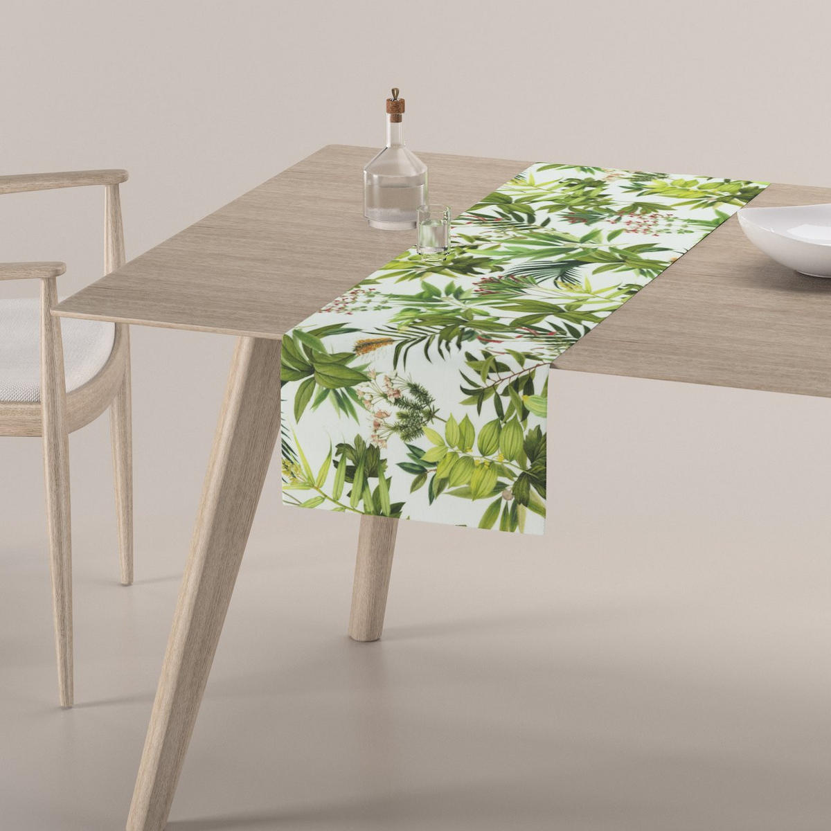 TISCHLÄUFER Tropical Island, grün und weiß, 40x130 cm - Weiß/Grün, Textil (40/130cm) - Dekoria