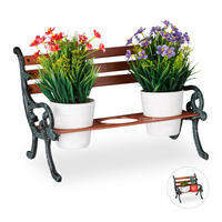 MINI-BLUMENBANK - Braun, Holz/Metall (40/24.5/22cm) - Relaxdays