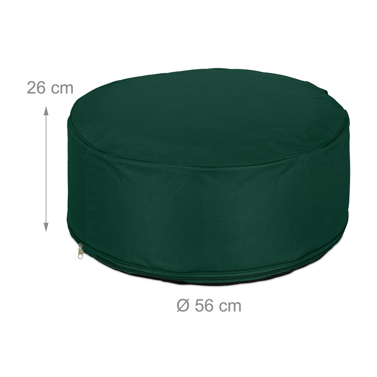 AUFBLASBARER Hocker - Dunkelgrün, Kunststoff/Textil (56/26/56cm) - Relaxdays