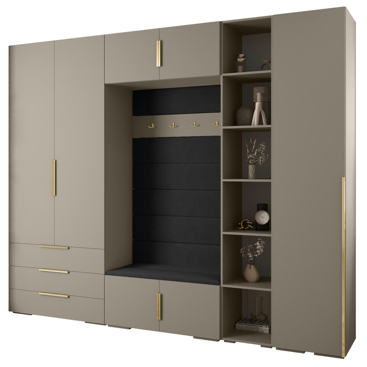 GARDEROBEN-SET 236,7/290/47 - Kaschmir/Goldfarben, Holz/Kunststoff (290/236.7/47cm) - Abiks Möbel