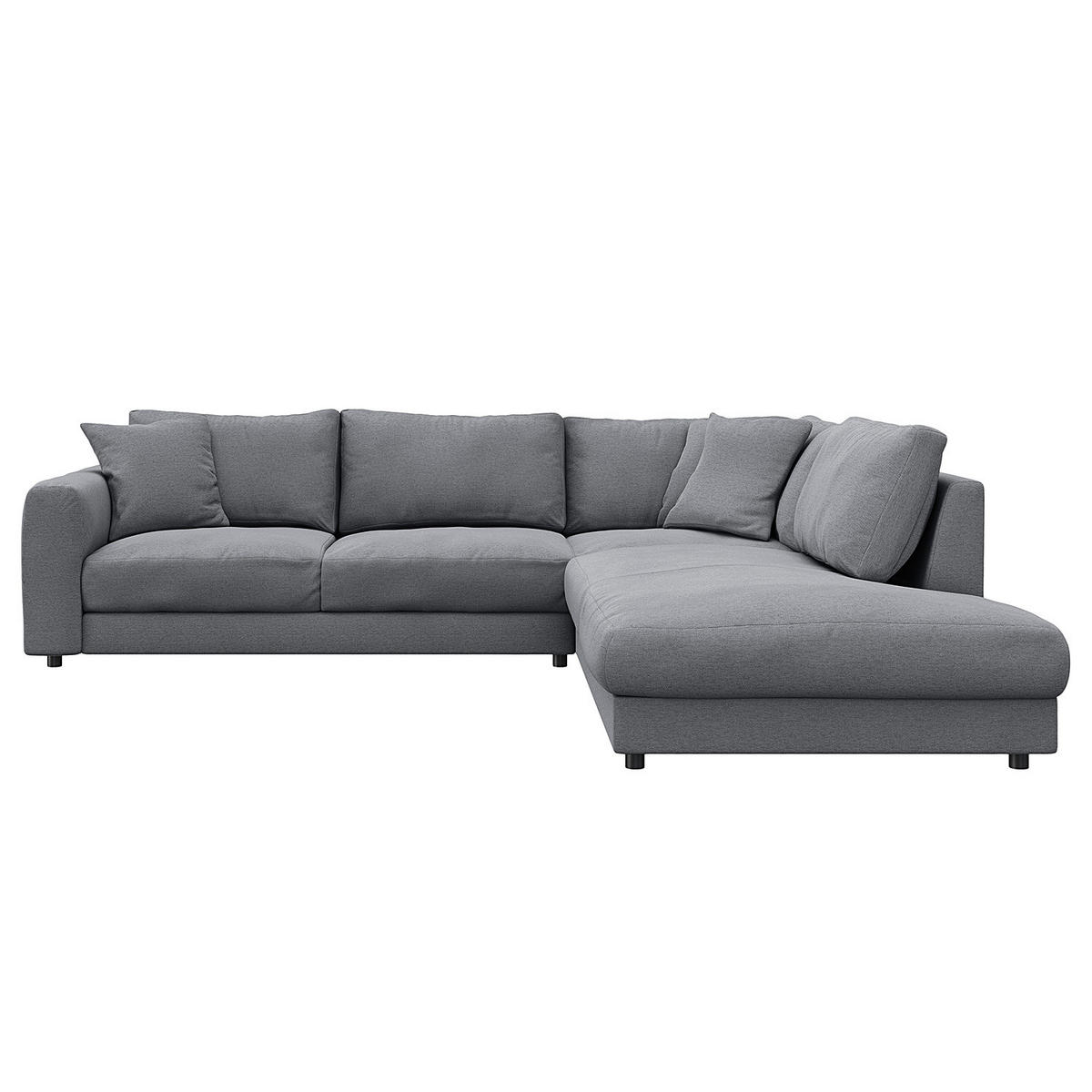 ECKSOFA mit Ottomane - Schwarz/Grau, Holz/Kunststoff (267/254cm) - home24