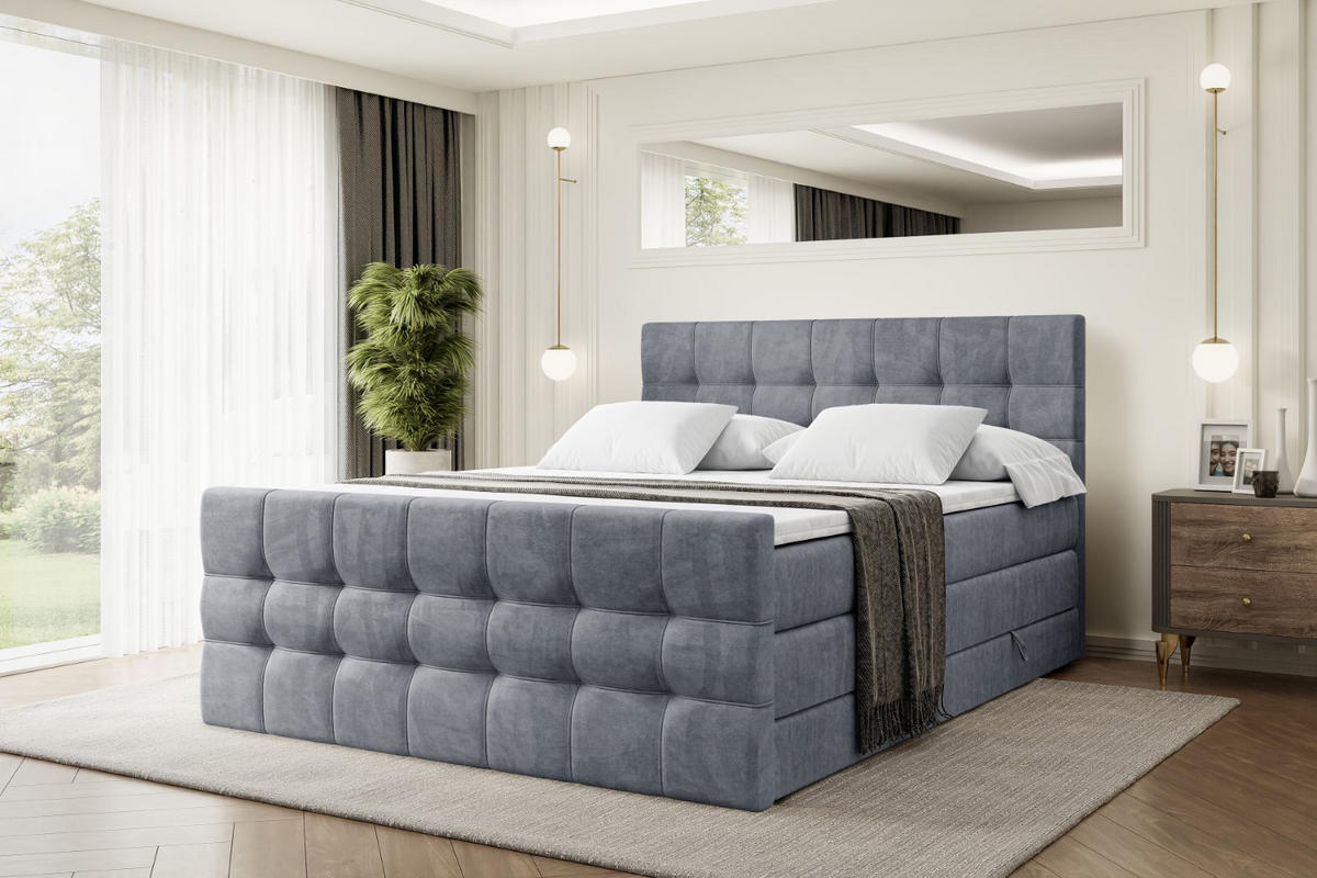 BOXSPRINGBETT BERO-Z KING - 120 x 200 - H3/H4 - Grau - Grau, Holzwerkstoff (120/200cm) - ALTDECOR