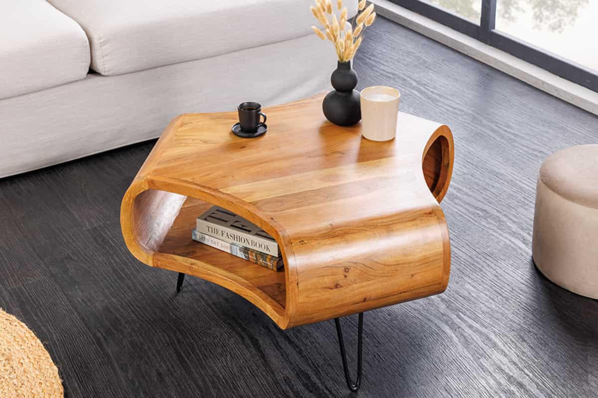 COUCHTISCH ORGANIC LIVING Akazie Braun 70cm - Schwarz/Braun, Holz/Metall (56/70/46cm) - riess-ambiente