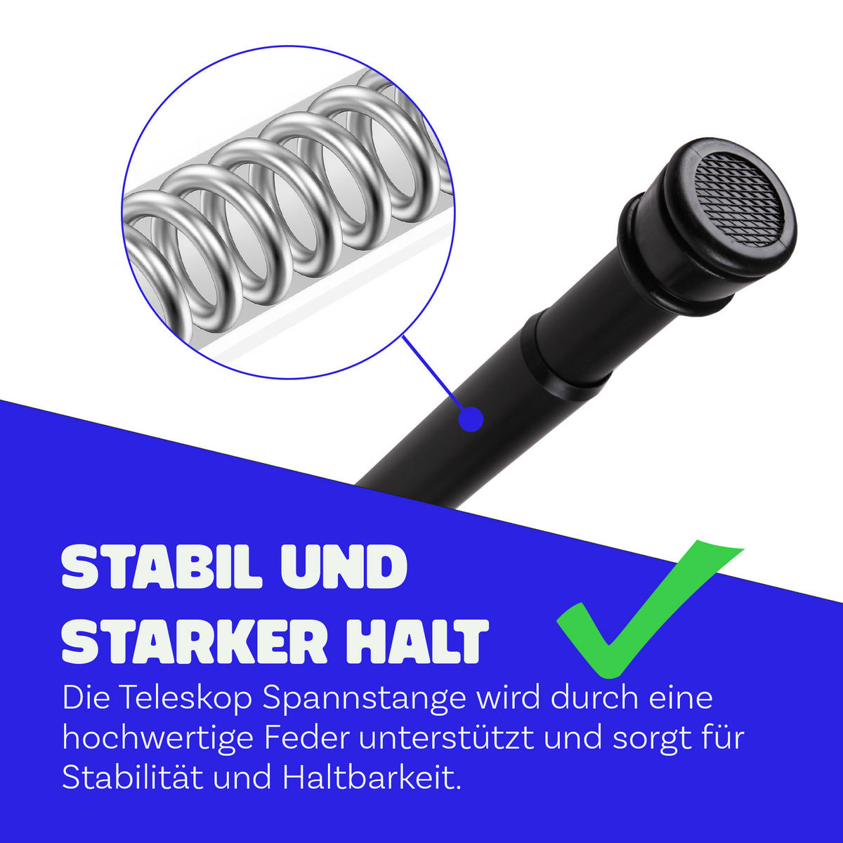 VERSTELLBARE Vorhangstange - Spannstange zum Klemmen Schwarz Ø22/25 mm 120-210 cm - Schwarz, Metall (120cm) - Bestlivings