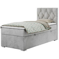 BOXBETT ALDA 90/200 Hellgrau Velvet - H4 - Rechts Seite - Hellgrau, Holz/Textil (90/200cm) - MKS