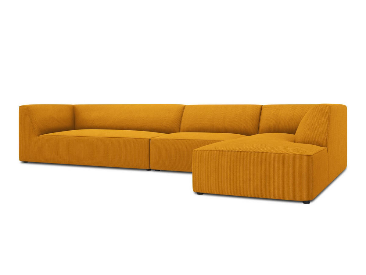 ECKSOFA rechts Ruby aus Cord gelb 5 Sitzplätze - Gelb, Textil (180/366cm) - Micadoni