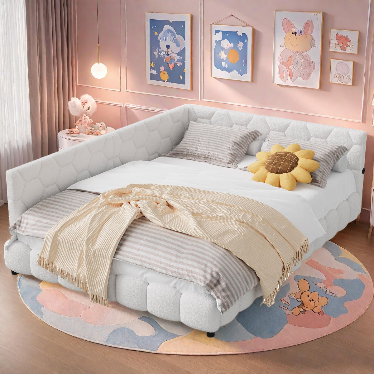 SCHLAFSOFA 140x200cm weiß 16farben led usb - Weiß, Holzwerkstoff (140/200cm) - SHOPENTRA