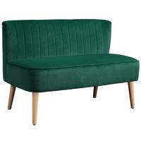 2-SITZER-SOFA DE-06553 mit Holzbeinen Dunkelgrün - Dunkelgrün, Holz/Textil (117/77/56.5cm) - ComfortXL