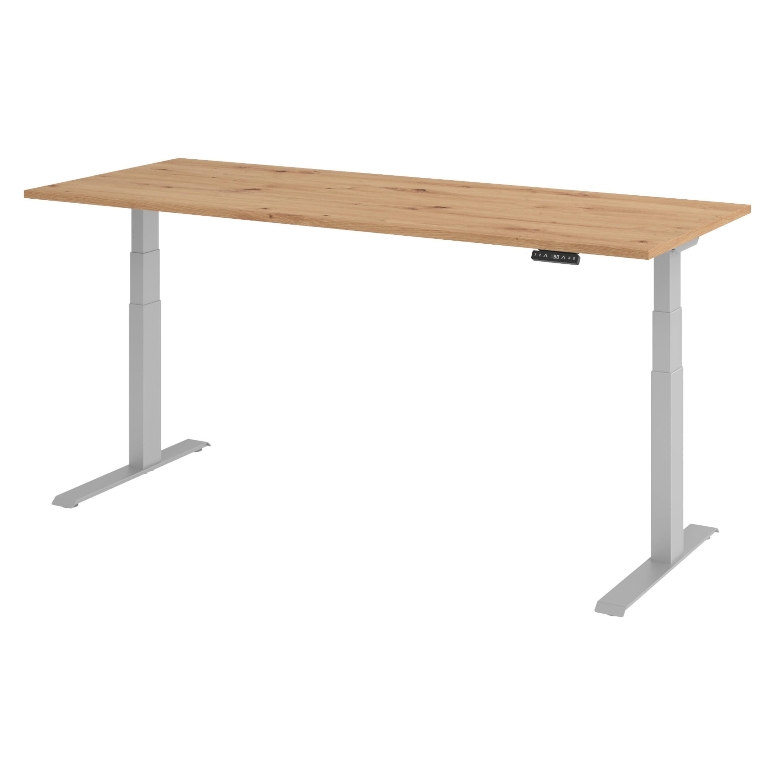SCHREIBTISCH elektrisch XDKB 80/200/74 cm in Wildeiche/Silberfarben - Wildeiche/Silberfarben, Holzwerkstoff (80/200/74cm) - bümö
