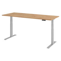 SCHREIBTISCH elektrisch XDKB 80/200/74 cm in Wildeiche/Silberfarben - Wildeiche/Silberfarben, Holzwerkstoff (80/200/74cm) - bümö