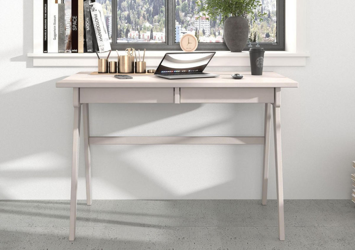 SCHREIBTISCH Edda, 120/65/75 cm in Weiß, Buchenholz - Weiß, Holz/Buchenholz (65/120/75.5cm) - Visby