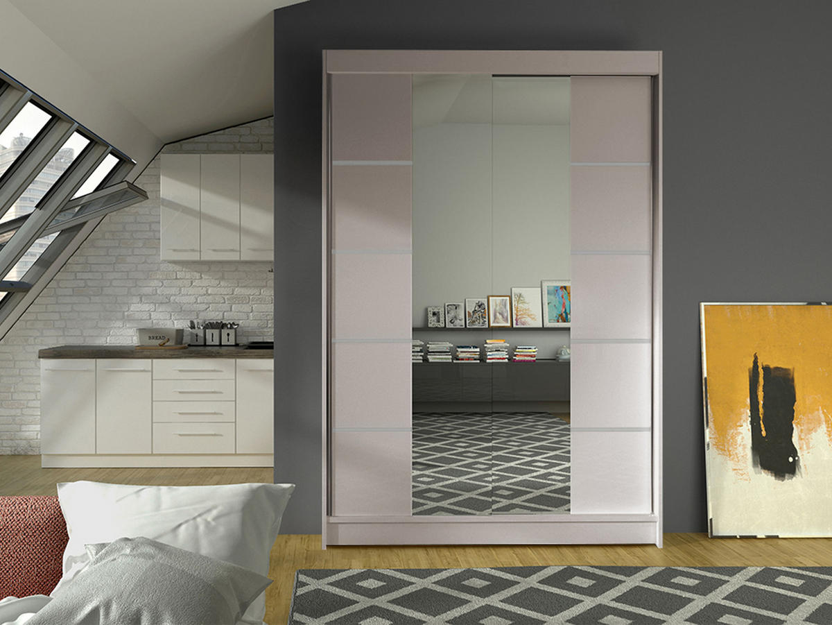 SCHWEBETÜRENSCHRANK Lino V - Kaschmir, Holzwerkstoff/Metall (120/200/58cm) - MIRJAN24