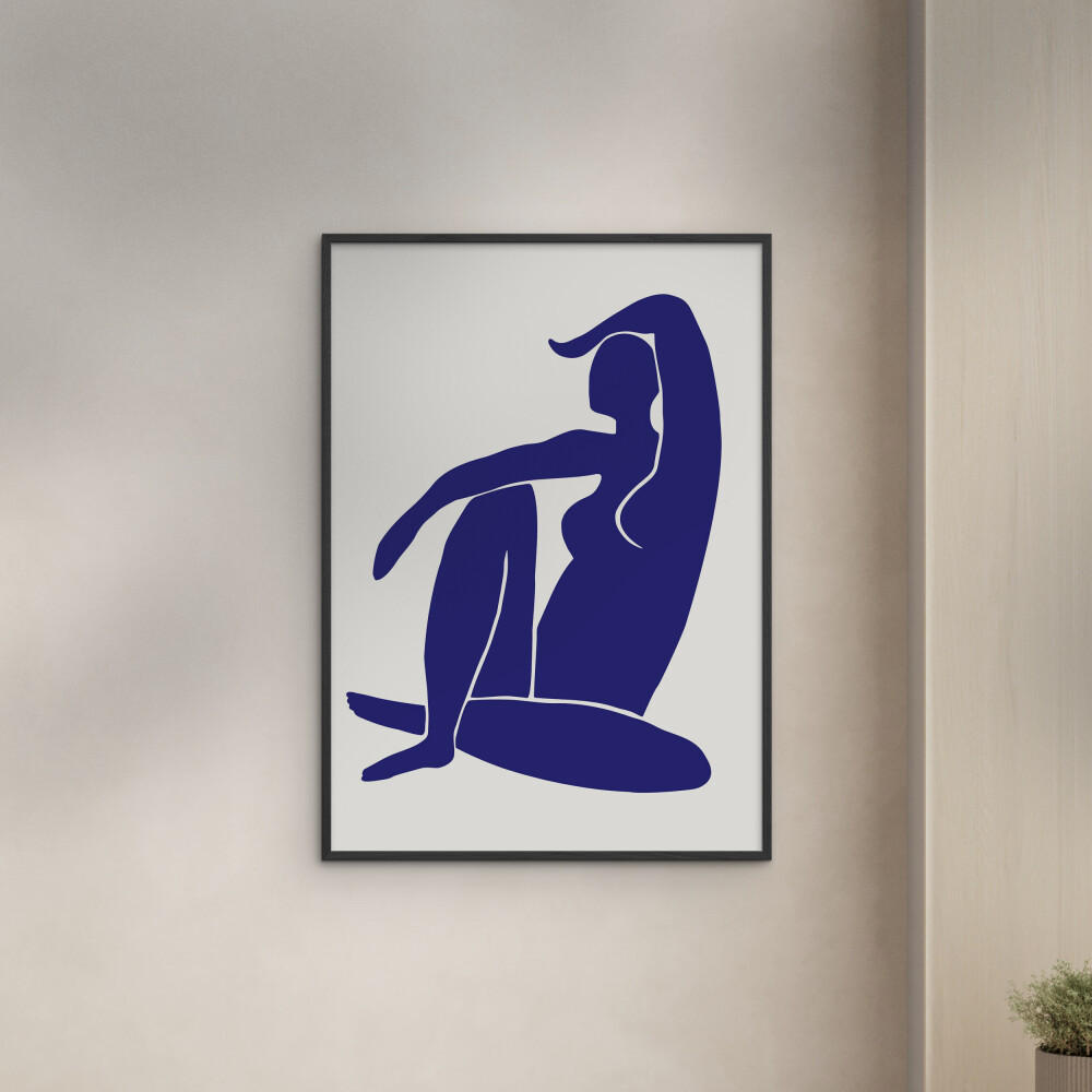 POSTER mit Rahmen Affordable Art Prints - Figure Bleu - Blau/Schwarz, Holz/Papier (70/100cm) - Poster&Frame