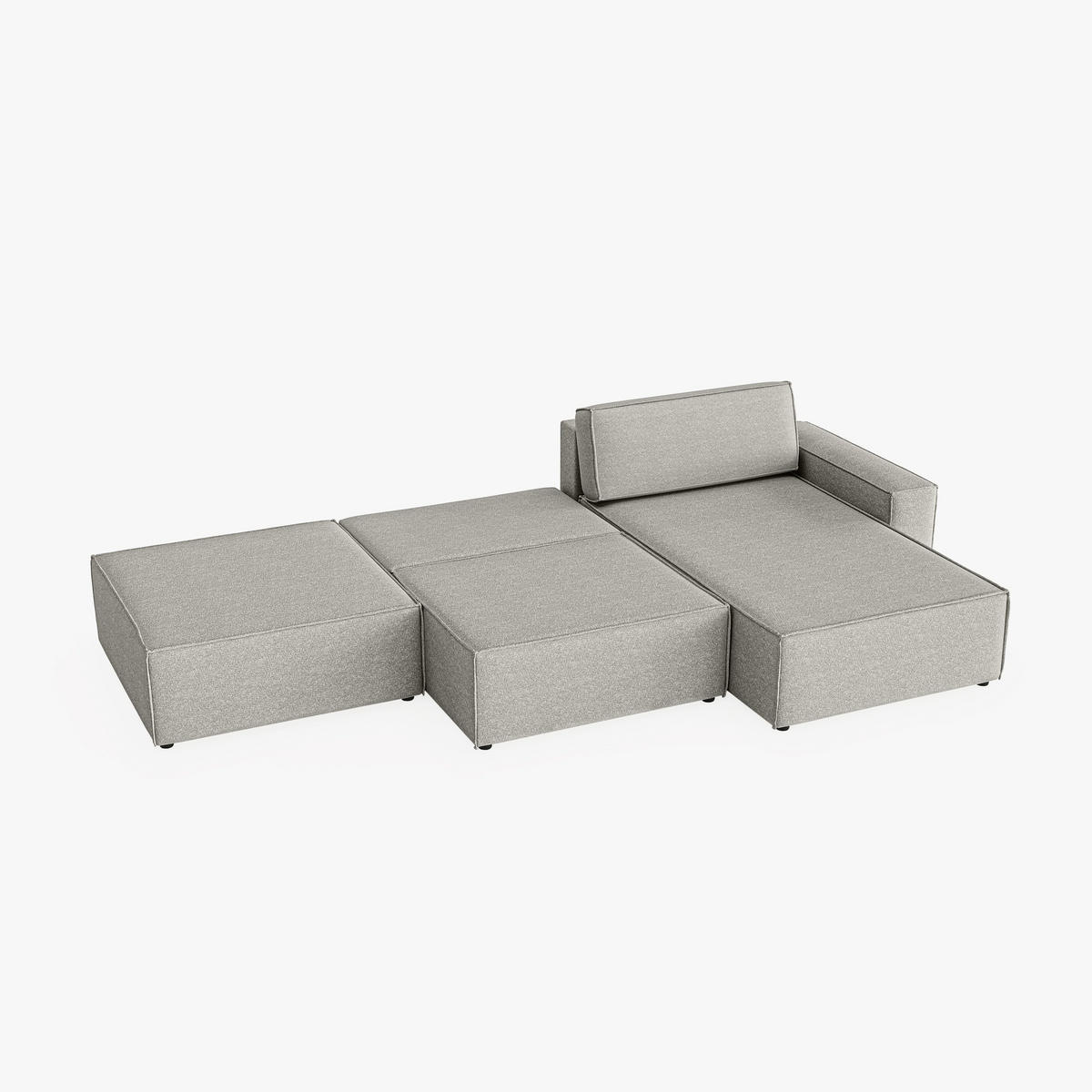 ECKSOFA Lummo Re mit Schlaffunktion, Grau - Grau, Textil (323/185cm) - Fedve