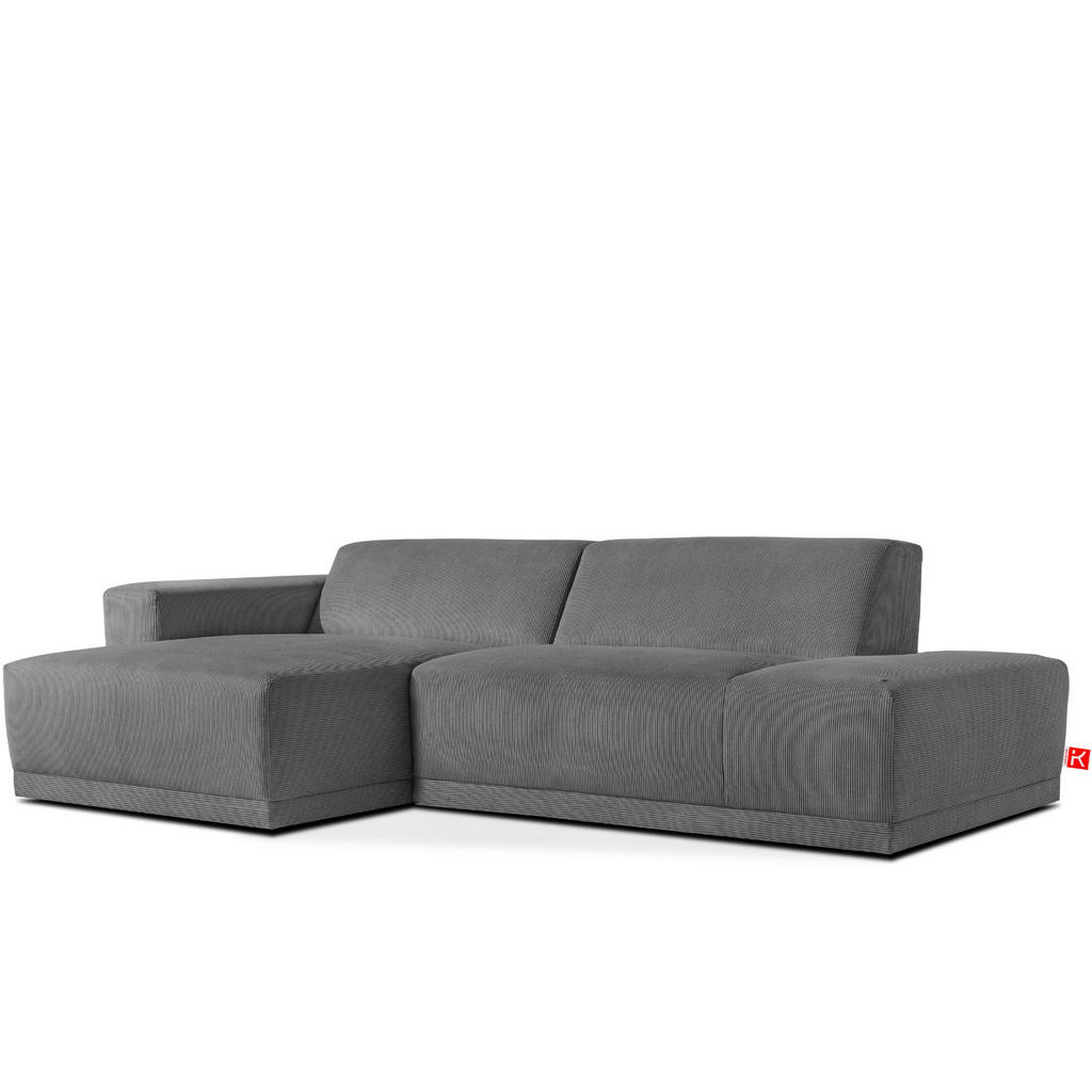 Thumbnail - Konsimo® Ecksofa-Links, Grau, Textil, 5-Sitzer, L-Form,L-Form, 280x160 cm, Hergestellt in Europa, Made in Europe, Wohnzi...