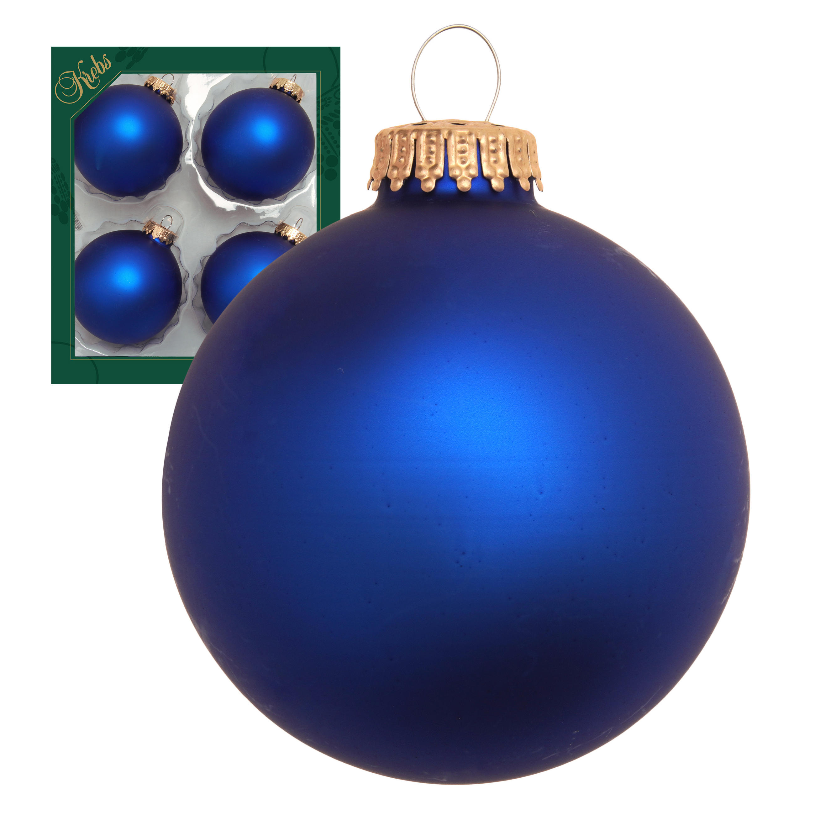 Krebs Glas Lauscha Christbaumkugeln Blau 8x8x8 cm