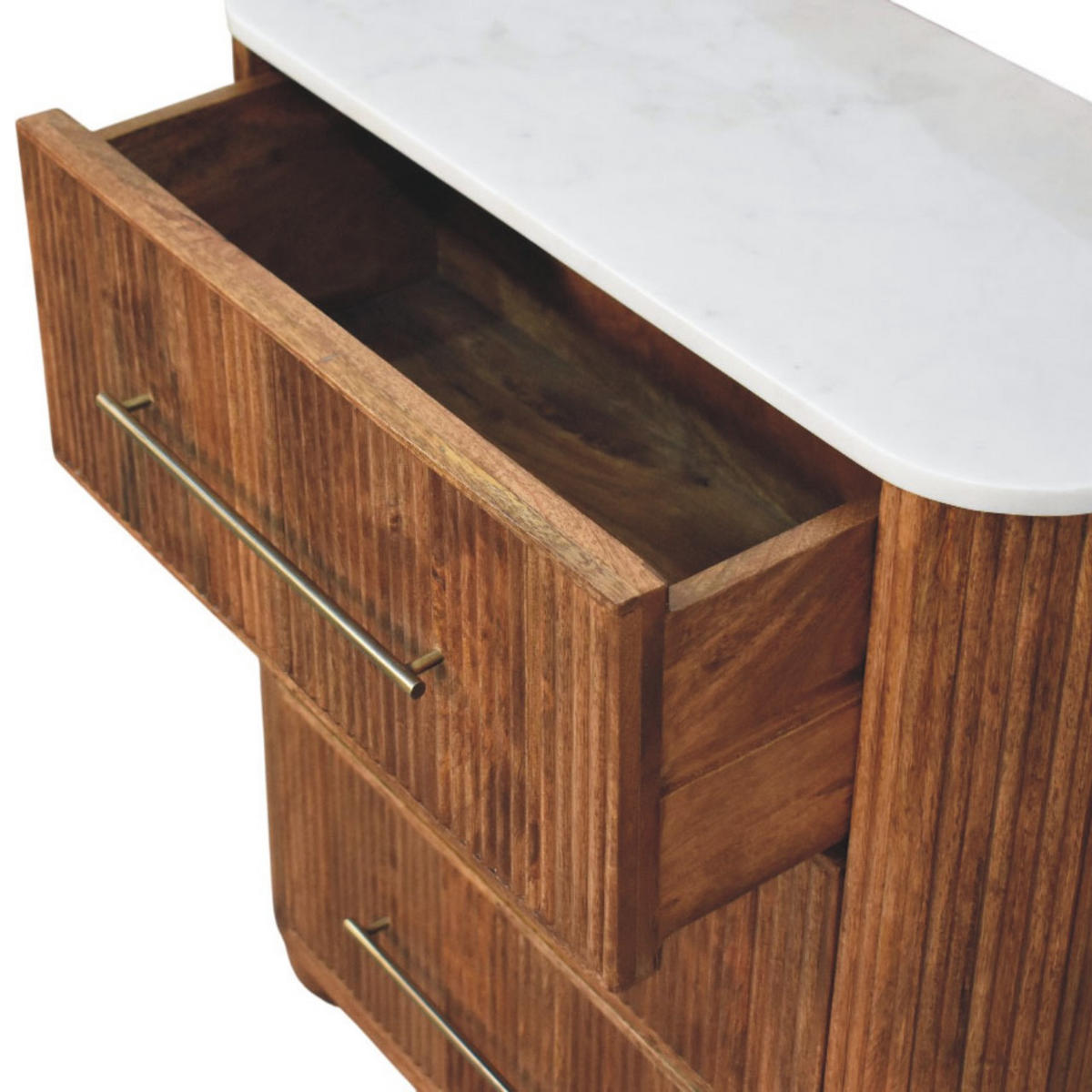 KOMMODE mit Golden-Teak-Finish, 3 Schubladen, T-Bar-Griffe, braun - Braun, Holz (74/78/34cm) - Artisan Furniture