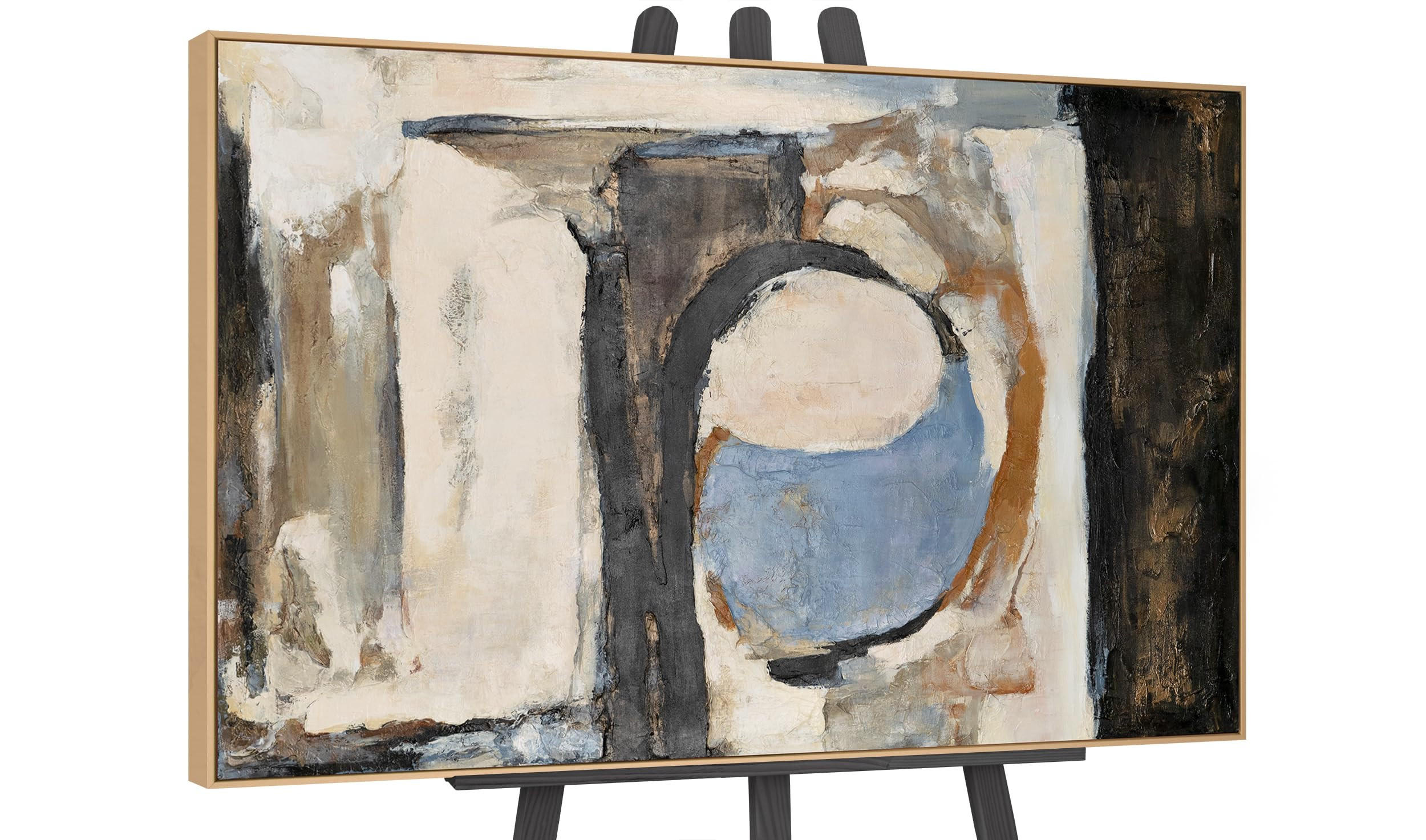 GEMÄLDE Geometrische Farben II Schattenfugenrahmen Eichefarben 180x120 cm - Eichefarben, Holz (180/120cm) - YS-art gallery