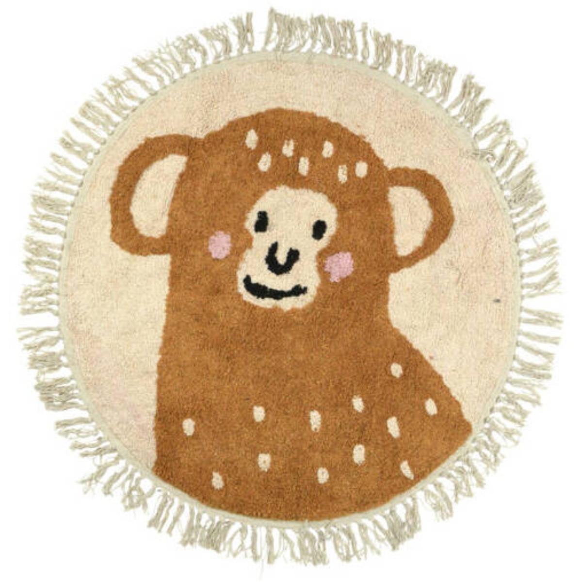 KINDERTEPPICH Animals Ø 90 cm mit Fransen - Braun, Naturmaterialien (90/90cm) - Home Styling Collection