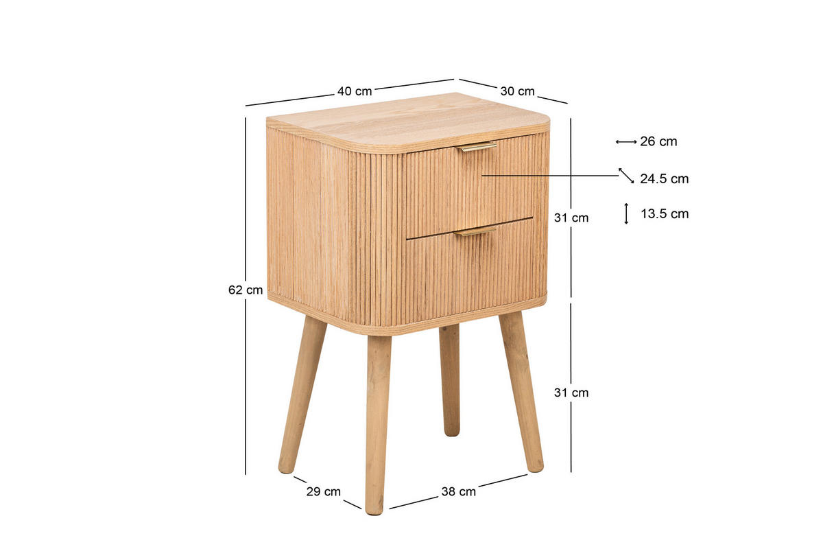 NACHTTISCH Rechteckig Braun 40 x 30 x 62 cm - Braun, Holz (40/62/30cm) - Nordlys