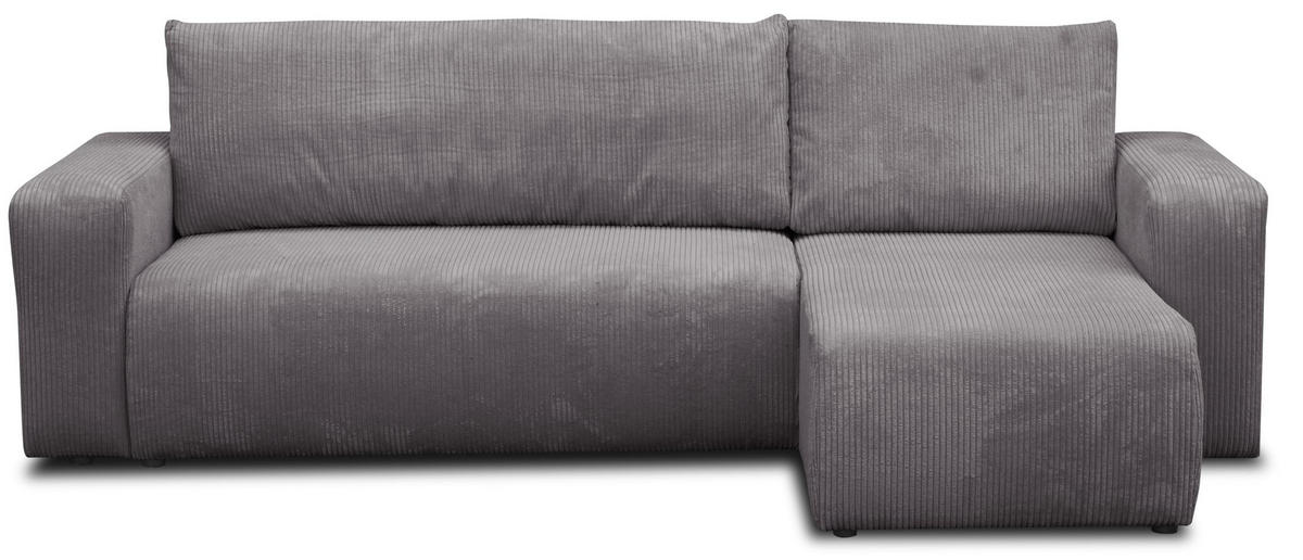 ECKSOFA LUNA mit Schlaffunktion und Bettkasten Cord-Stofff (Dunkelgrau) - Dunkelgrau, Textil (244/142cm) - VENASI MÖBEL