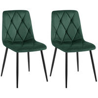STUHL 2er Set Samt Grün - Schwarz/Grün, Textil/Metall (45/85/55cm) - CLP
