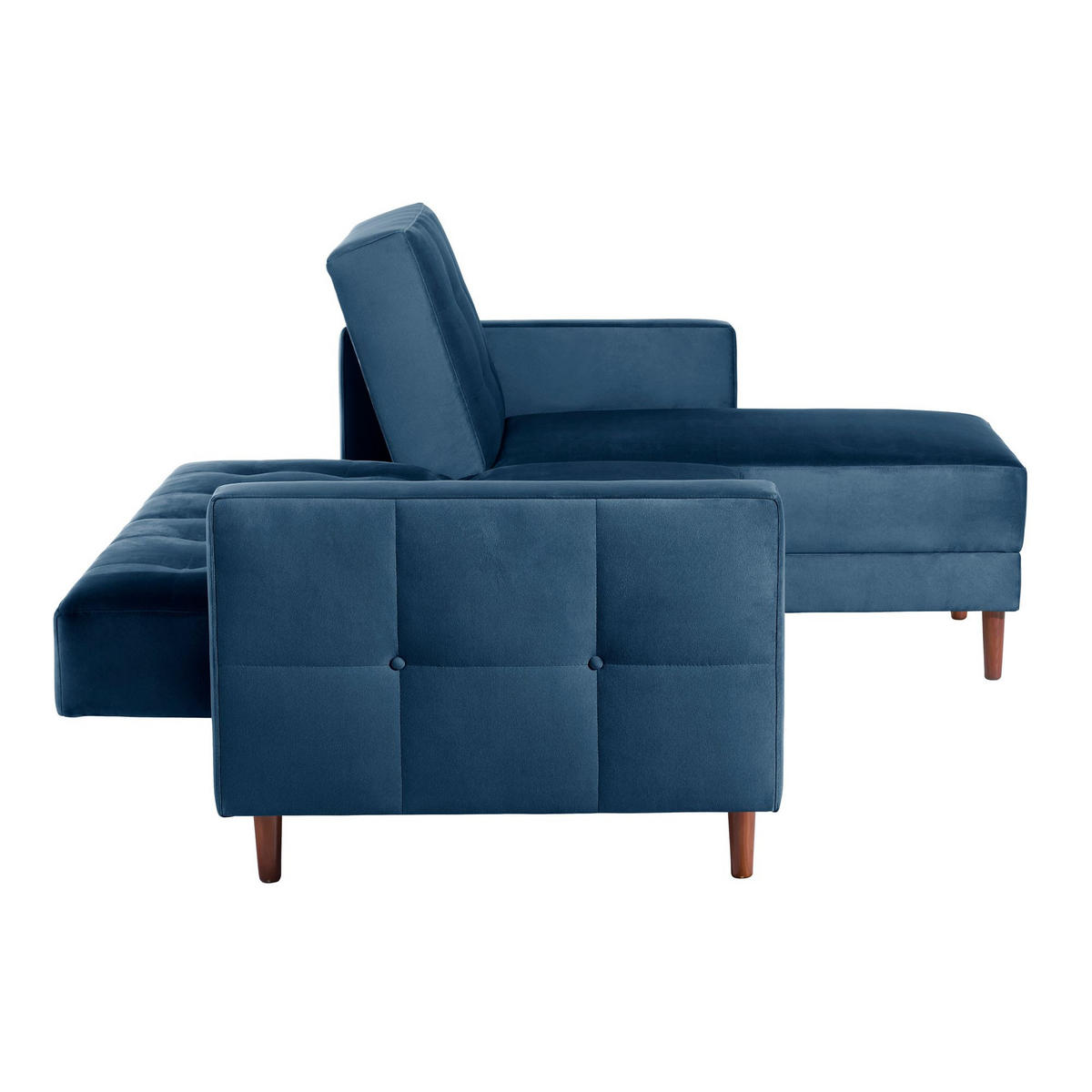 FUNKTIONSSOFA mit Hocker Katunia Samtvelours dunkelblau - Dunkelblau, Kunststoff (222/92/144cm) - 58aufmkessel