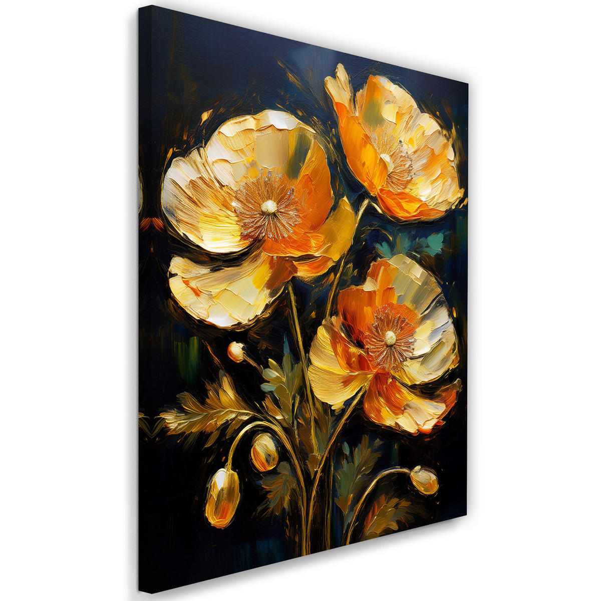 WANDBILD goldener mohn blumen natura - Goldfarben, Textil (40/60cm) - Feeby