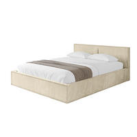 POLSTERBETT mit Bettkasten und Lattenrost, Boxbett ohne Matratze - EMMI-V1 180x200 Beige - Ecru, Holzwerkstoff/Textil (180/200cm) - ALTDECOR