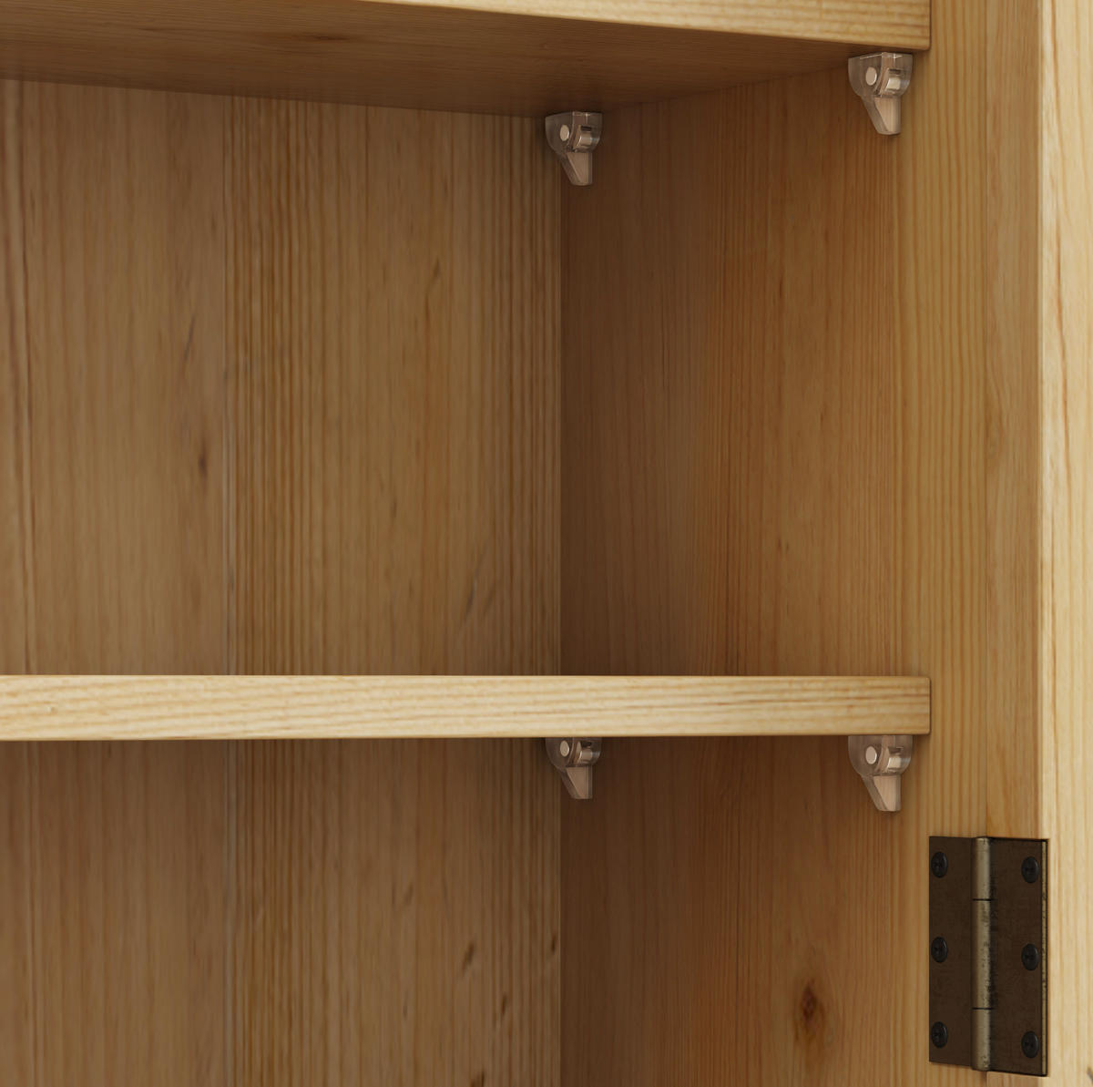 KÜCHENOBERSCHRANK 63x18x60 cm in Natural aus Glas, Massivholz mit Drei-Stufen-Stauraum & Wandmontage - Naturfarben, Holzwerkstoff (63/60/18cm) - Modfu
