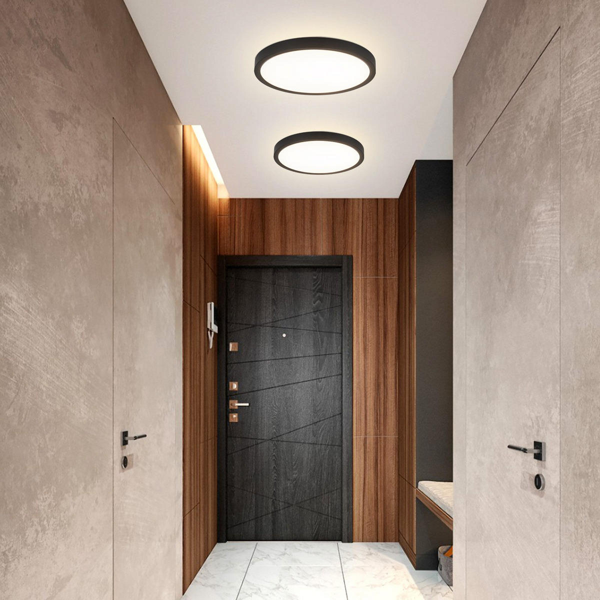 LED-DECKENLEUCHTE Warren 4000K-Neutralweiß 18/18/3 cm - Schwarz, Kunststoff (18/18/3cm) - Nettlife