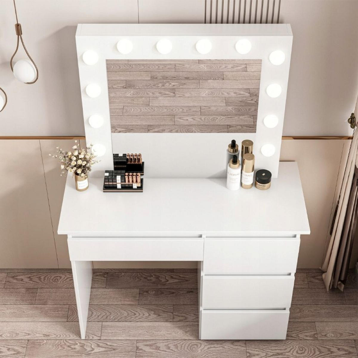 SCHMINKTISCH, weiß 90/40/140 cm - Weiß, Holzwerkstoff (88.5/7.5/79cm)