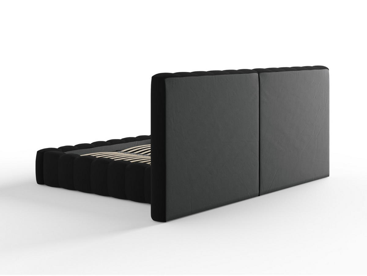 BETT mit Bettkasten und Doppelkopfteil Kelp aus Samt schwarz 140x200cm - Schwarz, Textil (140/200cm) - Micadoni