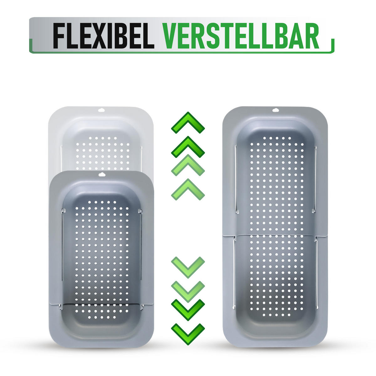 SPÜLBECKEN Abtropfkorb - ausziehbar 34–48,5 cm - Grau, Kunststoff (34/6/20cm) - Bestlivings