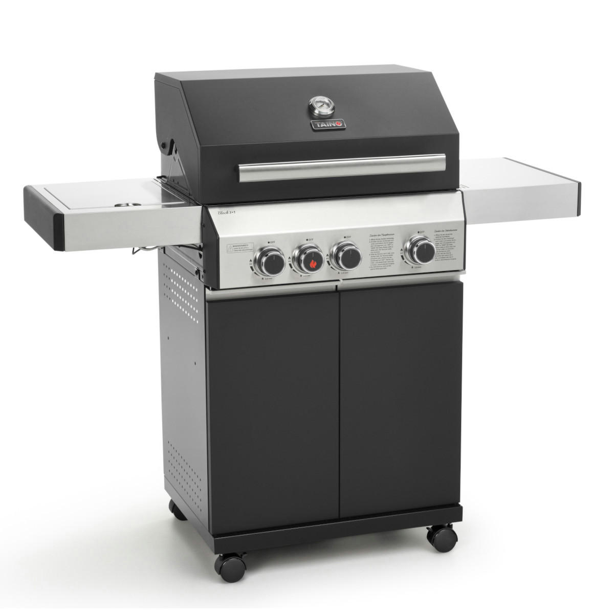 GASGRILL BLACK 3+1 - Schwarz, Metall (128/114/55cm) - TAINO