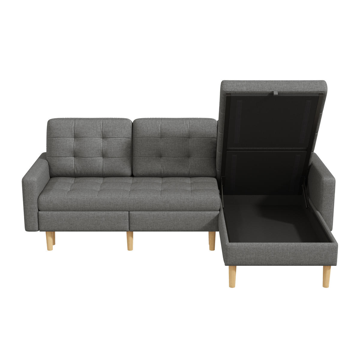 ECKSOFA 212/130/86 cm Grau mit Stauraum und wechselbare Chaiselongue - Grau, Textil (212/130cm) - Oxeza